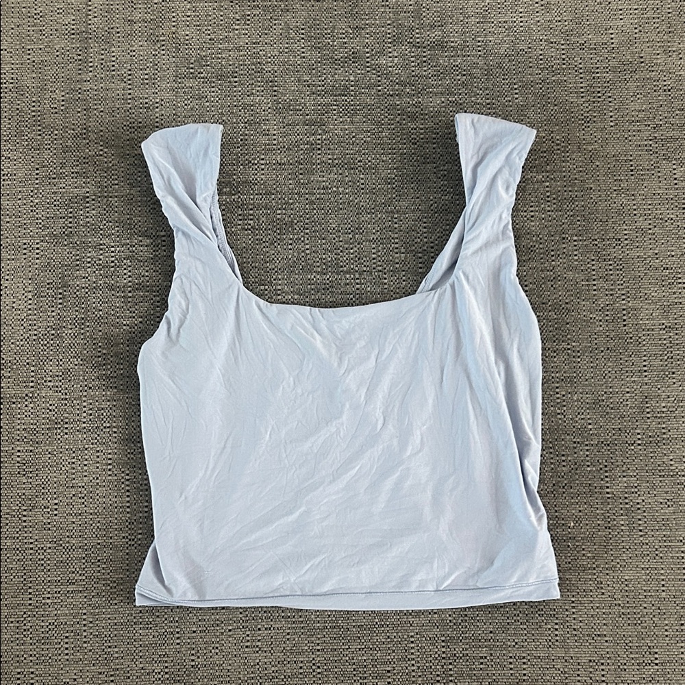 aerie Light Blue Square Neck Crop Tank
